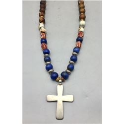 Trade Bead Cross Necklace