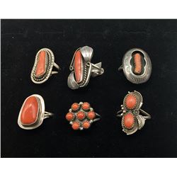 Group of Five Coral Rings