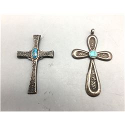 Two Vintage Tufa Cast Crosses