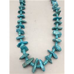 Turquoise Nugget and Disc Bead Necklace