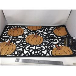 Glitter Pumpkin Rubber Doormat