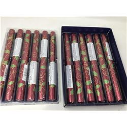 Metallic Red Holly Leaf Taper Candles