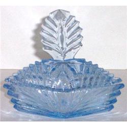 New Martinsville Elegant Blue Glass Vanity Jar #887497