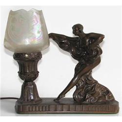 Opalescent & Etched Nude Art Deco Lamp  #887526