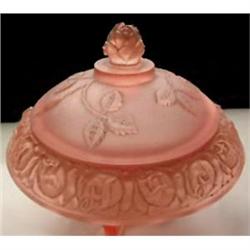 Walther Glass Rosen Pink Satin Glass Powder Jar #887528