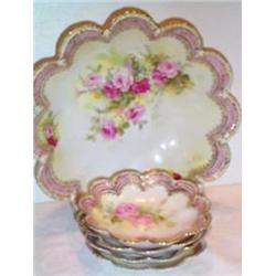 RS Prussia Rose Decorated Berry Bowl Set #895978