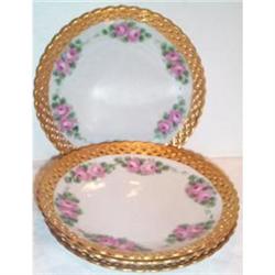 Four Hand Painted Rose Reticulated Plates #895982