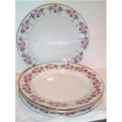 Four Hand Painted Rose Dinner Plates #895983