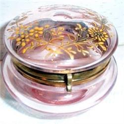 Pink Enameled Footed Powder Vanity Jar #895991