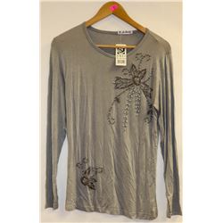 H-M FAMILY WOMENS LONG SLEEVE STRETCHY BEADED