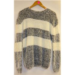 BESCA ANGORA STYLE GREY AND WHITE STRIPE WOMENS