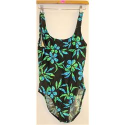 CATALINA BLACK AND GREEN,BLUE FLORAL ONE PIECE