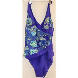 ESOTIQ PURPLE AND FLORAL PRINT ONE PIECE