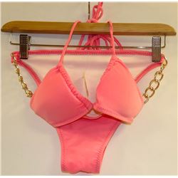 HOT PINK WITH GOLD CHAIN BIKINI SIZE S