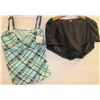 Image 1 : SIZE 24 (3X) TEAL AND BLACK PLAID TANKINI