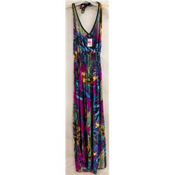 CANADA PURPLE PEACOCK HALTER TOP LONG SUNDRESS