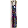 Image 1 : CANADA PURPLE PEACOCK HALTER TOP LONG SUNDRESS