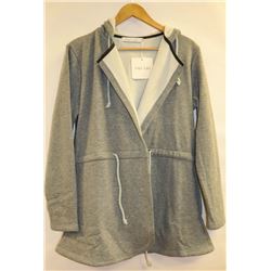 MISS LULO WOMENS GREY TIE UP WAIST HOODED