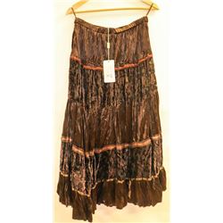 JEUNE JEUNESSE VELVET BROWN WOMENS LONG SKIRT SIZE