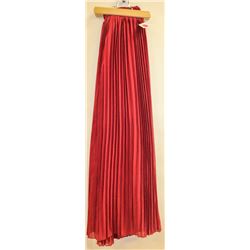 LONG PLEATED BURGANDY  SKIRT SIZE UNKNOWN