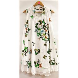 WHITE TUNIC STYLE POCKETED DRESS WITH BUTTERFLY