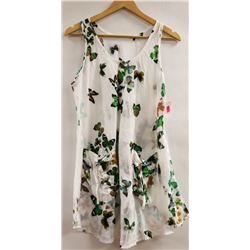 WHITE SLEEVELESS POCKETED DRESS WITH BUTTERFLY