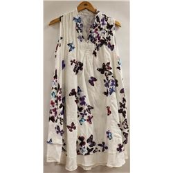 WHITE TUNIC STYLE POCKETED DRESS WITH BUTTERFLY