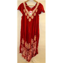 KRILL WOMENS WINE RED SHORT SLEEVE FLARE BOTTOM