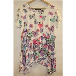 TEMPTATION EMBELLISHED FLARE BOTTOM WHITE TSHIRT