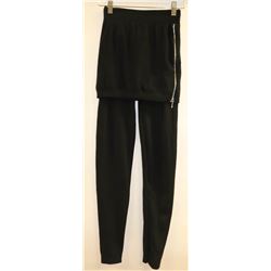 WOMENS BLACK LEGGING WITH ZIPPER MINI SKIRT