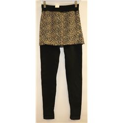 WOMENS BLACK LEGGING WITH LEAOPARD PRINT MINI