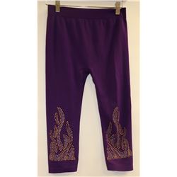 WOMAN LYCRA STYLE PURPLE STUDDED CAPRI