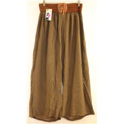 WOMENS WIDE LEG FLARE BOTTOM  BROWN PANT W/