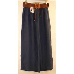 WOMENS WIDE LEG FLARE BOTTOM NAVY BLUE PANT W/