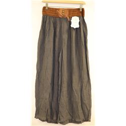 WOMENS WIDE LEG FLARE BOTTOM CHARCOAL PANT W/