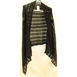 PASHMINA BLACK CROCHETED SLEEVELESS SHRUG