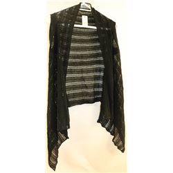 PASHMINA BLACK CROCHETED SLEEVELESS SHRUG