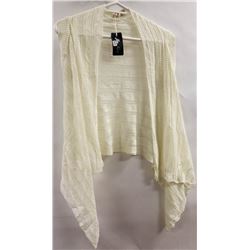 JIA NAN WHITE CROCHETED SLEEVELESS SHRUG