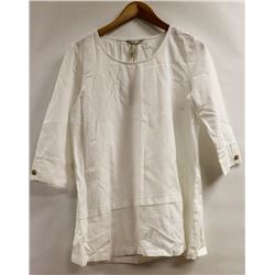 DKR LINEN AND VISCOSE 3/4 SLEEVE WHITE