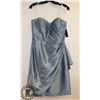 Image 1 : JORA METALLIC BLUE STRAPLESS PLEATED TOP SHORT