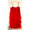Image 1 : FIESTA RED CHIFFON LAYERED PLEATED BUST