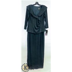 OBLIQUE BLACK 3/4 LENGTH SLEEVE V-NECK SPARKLE TOP