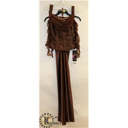 RONY BODARTH METALLIC BROWN 2 PC RUCHED AND BEADED