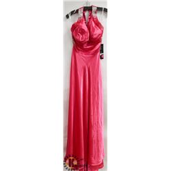 JORA COLLECTION FUSHIA SATIN STYLE HALTER BEADED