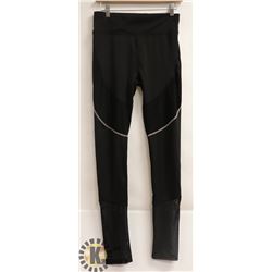 WOMENS BLACK AND MESH ATHLETIC LEGGINGS SIZE L