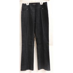 CONTRAST WOMENS BLACK JEANS WIDE LEG SIZE 7