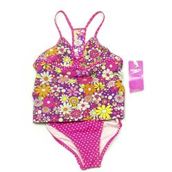 SPEEDO JR GIRLS 2 PC FLORAL AND POLKA DOT