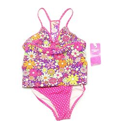 SPEEDO JR GIRLS 2 PC FLORAL AND POLKA DOT