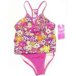 SPEEDO JR GIRLS 2 PC FLORAL AND POLKA DOT