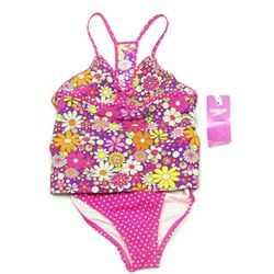 SPEEDO JR GIRLS 2 PC FLORAL AND POLKA DOT